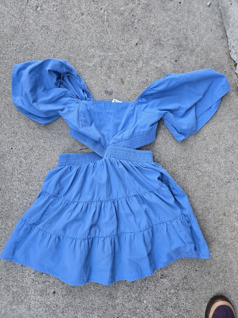 Velvet Cornflower Blue Backless Tiered Cutout Dress Spring Wedding Guest Dress